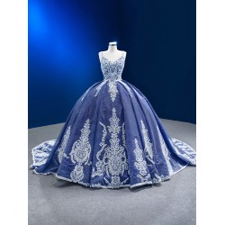 Glaucous Color Quinceanera Dress Spaghetti Strap Lace Appliques Prom Dress Sweet 16 Dress Evening Gown