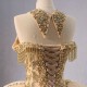 Glitter Champagne Quinceanera Dress Ball Gown Gold Lace Applique Beaded Sweet 16 Gown Corset Birthday Vestidos De 15 Anos