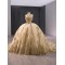 Glitter Champagne Quinceanera Dress Ball Gown Gold Lace Applique Beaded Sweet 16 Gown Corset Birthday Vestidos De 15 Anos