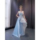 Glitter Ice Blue Mermaid Prom Dresses Black Girls Sequin Evening Party Gowns Sleeveless Evening Dresses