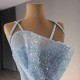 Glitter Ice Blue Mermaid Prom Dresses Black Girls Sequin Evening Party Gowns Sleeveless Evening Dresses