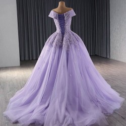 Glitter Prom Lavender Evening Dresses V Neck Party Prom Dress Cape Sleeve Floor Length A Line Gowns