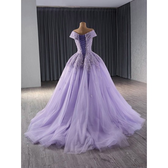 Glitter Prom Lavender Evening Dresses V Neck Party Prom Dress Cape Sleeve Floor Length A Line Gowns