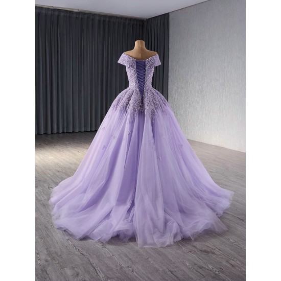 Glitter Prom Lavender Evening Dresses V Neck Party Prom Dress Cape Sleeve Floor Length A Line Gowns