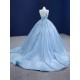 Glitter Sky Blue Sweet 15 16 Dress Sequin Ball Gown Corset Spaghetti Strap Quinceanera Dress 2024 Cocktail Dresses Prom