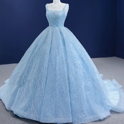 Glitter Sky Blue Sweet 15 16 Dress Sequin Ball Gown Corset Spaghetti Strap Quinceanera Dress 2024 Cocktail Dresses Prom