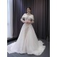 Glitter White Ivory Wedding Dresses High Neck Bridal Gowns Lace Sequin A Line Long Sleeve Bridal Plus Size