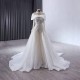 Glitter White Ivory Wedding Dresses High Neck Bridal Gowns Lace Sequin A Line Long Sleeve Bridal Plus Size