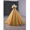 Gold A Line Satin Formal Prom Dresses Cape Sleeve Floor Length Special Occasion Gown Women Bridesmaid Party Gowns