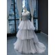 Gray Prom Dresses For Women 2024 Tulle Tiered Formal Occasion Evening Party Gowns