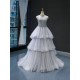 Gray Prom Dresses For Women 2024 Tulle Tiered Formal Occasion Evening Party Gowns