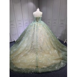 Green On Champagne Quince Dress Multi Vestidos De XV Anos 3D Butterfly Sweet 15 Gowns With Cape