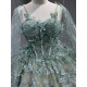 Green On Champagne Quince Dress Multi Vestidos De XV Anos 3D Butterfly Sweet 15 Gowns With Cape