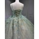 Green On Champagne Quince Dress Multi Vestidos De XV Anos 3D Butterfly Sweet 15 Gowns With Cape