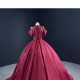 Halter Neck Burgundy Quinceanera Dress Tiered Sweet 15 16 Ball Gown Custom Made Cocktail Gown