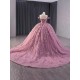 Handmade Flowers Ball Gown Mauve Quinceanera Dresses Off The Shoulder Appliques Lace Vestido De 15 Anos Princess Sweet 16 Dress