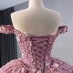 Handmade Flowers Ball Gown Mauve Quinceanera Dresses Off The Shoulder Appliques Lace Vestido De 15 Anos Princess Sweet 16 Dress