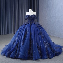 Lace Appliqued Vestidos De 15 Anos Navy Blue Quinceanera Dress 2024 Cocktail Dresses Vestidos De Baile Ball Gown