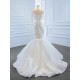 Lace Appliques Mermaid Wedding Dresses Scoop Neck Long Sleeves Bridal Gowns Plus Size