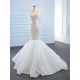 Lace Appliques Mermaid Wedding Dresses Scoop Neck Long Sleeves Bridal Gowns Plus Size