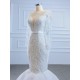 Lace Appliques Mermaid Wedding Dresses Scoop Neck Long Sleeves Bridal Gowns Plus Size