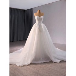 Lace Appliques Wedding Dress 2024 New Sleeveless Sexy Sweetheart Neck Bride Dress Princess Wedding Gowns