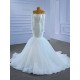 Lace Appliques Wedding Dress For Woman Mermaid Bride Gown Detachable Sleeve Princess Dress