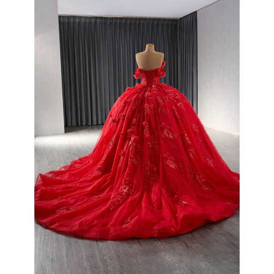 Lace Up Red Vestidos De 15 Quinceanera Sweet 16 Dress Off The Shoulder Lace Appliques Quinceanera Dresses Ball Gown