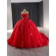 Lace Up Red Vestidos De 15 Quinceanera Sweet 16 Dress Off The Shoulder Lace Appliques Quinceanera Dresses Ball Gown