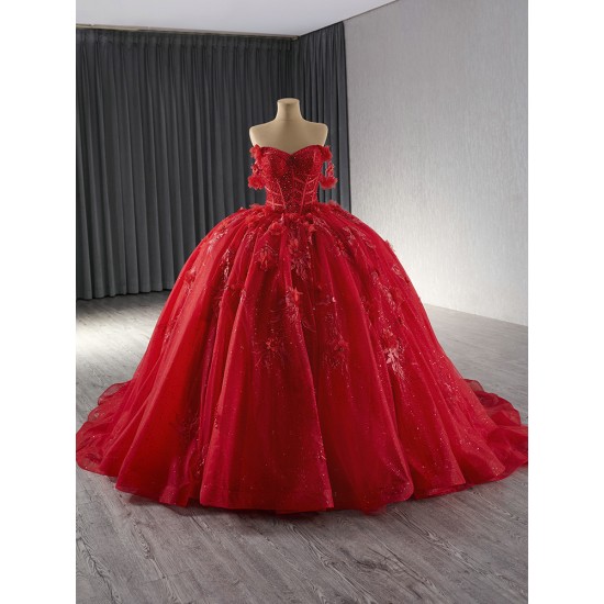 Lace Up Red Vestidos De 15 Quinceanera Sweet 16 Dress Off The Shoulder Lace Appliques Quinceanera Dresses Ball Gown