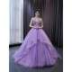 Lavender Sweet 15 16 Dresses Ballgown Tulle Prom Dress Sleeveless Quinceanera Dress 2024 Floral Lace Beads Dresses