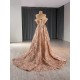 Long Formal Gold Evening Dresses 2025 Elegant Sleeveless Side Split African Prom Party Gowns