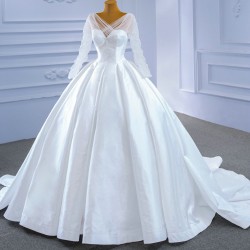 Long Sleeve 2024 Wedding Dresses For Woman Ball Gown Bride Gowns Backless Floor Length Formal Dress