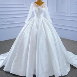 Long Sleeve 2024 Wedding Dresses For Woman Ball Gown Bride Gowns Backless Floor Length Formal Dress