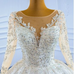 Long Sleeve Ball Gown Wedding Dress Sequin Bridal Growns vestido de noiva Sweep Train 2024