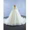 Long Sleeve Ball Gown Wedding Dresses 2024 Arabic Aso Ebi Crystal Vestidos De Novia Court Train Bridal Gowns Plus Size