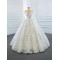 Long Sleeve Ball Gown Wedding Dresses Scoop Neck 3D Flowers Wedding Gown Open Back Bride Dress