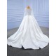 Long Sleeve Ball Gown Wedding Dresses for Women Backless Lace Appliques Bride Gown