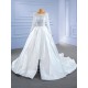 Long Sleeve Ball Gown Wedding Dresses for Women Backless Lace Appliques Bride Gown