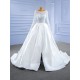 Long Sleeve Ball Gown Wedding Dresses for Women Backless Lace Appliques Bride Gown