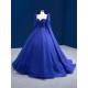 Long Sleeve Ballgown Blue Quinceanera Dress 2024 Scoop Neck 15 Year Old Corinthian Dresses