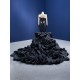 Long Sleeve Black Evening Dresses Dubai Ruffled Long Women Formal Party Dress for Wedding Guest