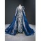 Long Sleeve Blue Prom Dresses Lace Appliques Homecoming Dress Two In One Formal Party Gowns 2024