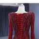 Long Sleeve Burgundy Evening Dress Formal Prom Dresses Women Banquet Party Gowns 2024