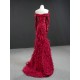 Long Sleeve Burgundy Prom Dresses Mermaid Evening Gowns Sequin Formal Party Dress