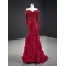 Long Sleeve Burgundy Prom Dresses Mermaid Evening Gowns Sequin Formal Party Dress