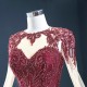 Long Sleeve Burgundy Quinceanera Dress Floral Applique Scoop Neck Ballgown 2024 Cocktail Dresses