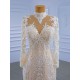 Long Sleeve Champagne Prom Dresses High Neck Women Formal Dress Special Occasion Party Evening Gowns Customized