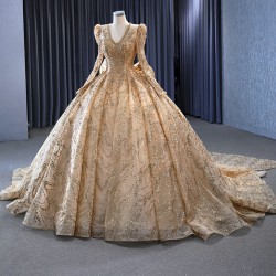 Long Sleeve Champagne Quinceanera Dress Ballgown Prom Dress 2024 Cocktail Dresses With Bow