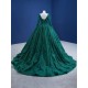 Long Sleeve Emerald Green Quinceanera Dress 2024 Princess Ball Gown V Neck Prom Dress